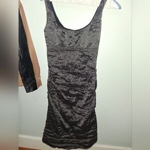 Nicole Miller COLLECTION Black and Silver Striped Dress SIZE 0